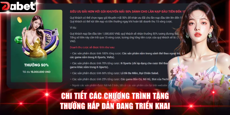 Khuyến Mãi Tân Thủ - Tổng Hợp Ưu Đãi Mới Tại DABET 3 Chi tiết các chương trình tặng thưởng hấp dẫn đang triển khai